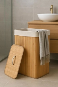 Bambu Kirli Çamaşır Sepeti Dikdörtgen